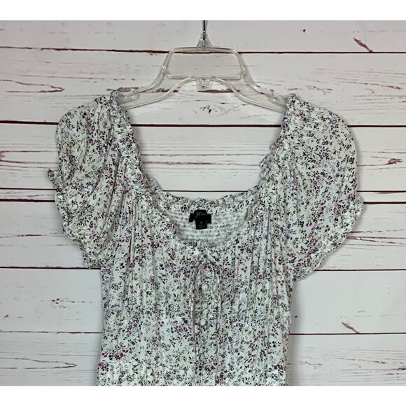 J.Crew Women's 6 White Purple Floral Short Sleeve Spring Summer Pockets Dress - Picture 4 of 10